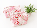 Quilted strawberry patchwork Makeup Bag with water-resistant lining - All About Bags Co