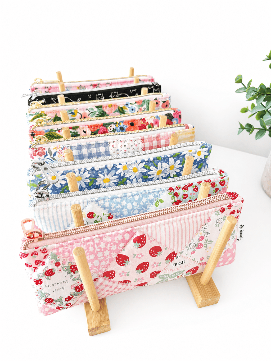 Quilted Sunglasses Case – Strawberry Patchwork Pouch for Reading Glasses, Pencil Case Organizer - All About Bags Co