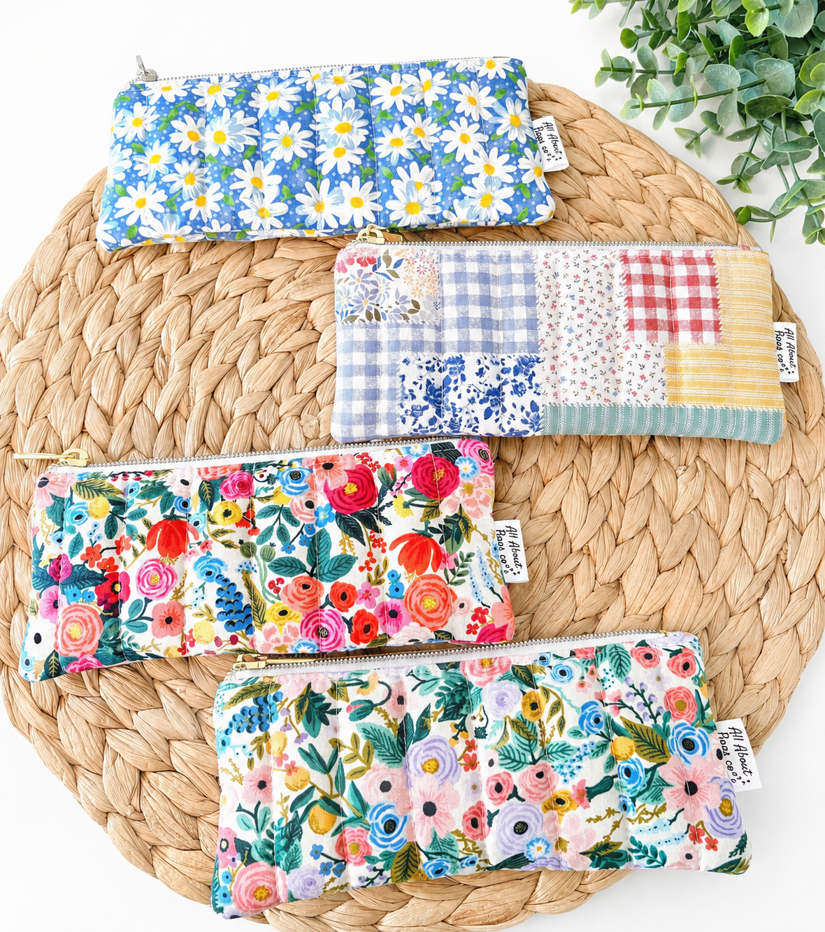 Quilted Sunglasses Case – Strawberry Patchwork Pouch for Reading Glasses, Pencil Case Organizer - All About Bags Co