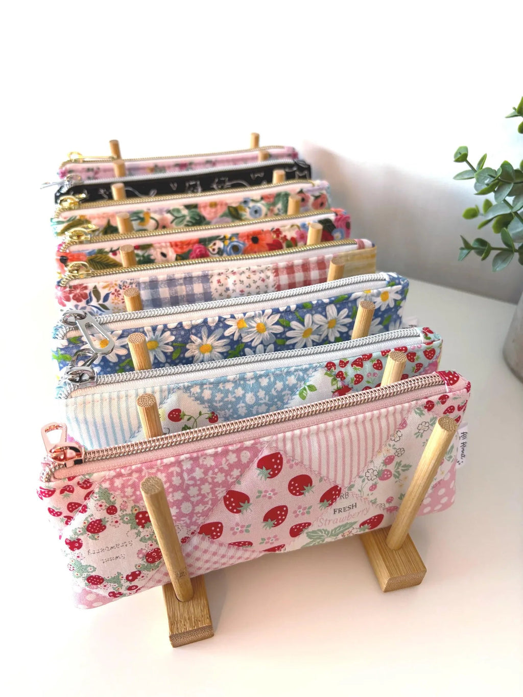 Quilted Sunglasses Case – Strawberry Patchwork Pouch for Reading Glasses, Pencil Case Organizer - All About Bags Co