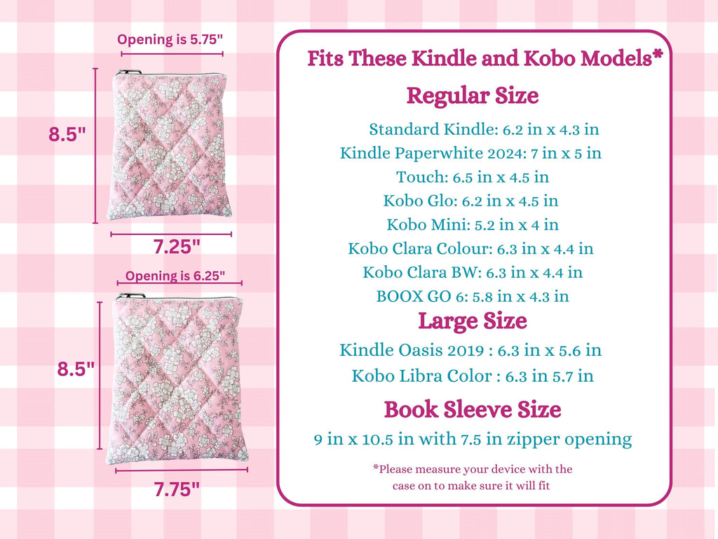 Strawberry Patchwork Kindle Sleeve – Quilted Cotton E - Reader Case - All About Bags Co