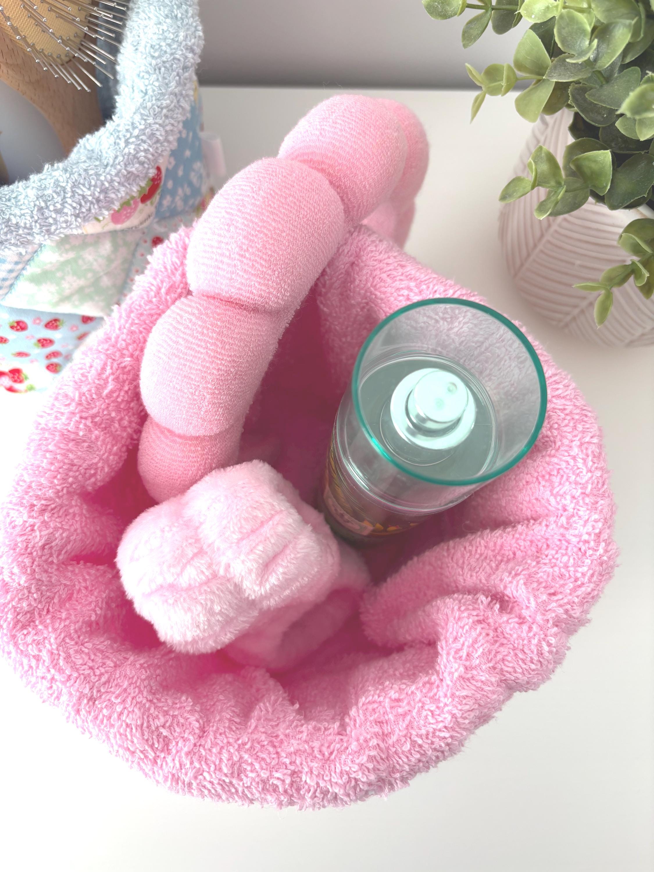 Strawberry Patchwork Quilted Makeup Organizer – Handmade Cotton Vanity puff bucket - All About Bags Co