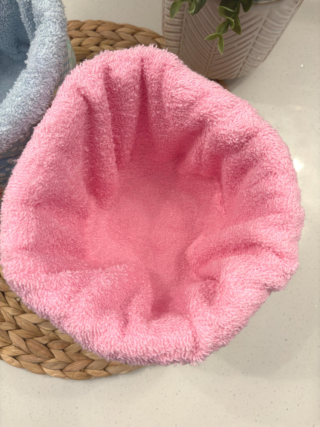 Strawberry Patchwork Quilted Makeup Organizer – Handmade Cotton Vanity puff bucket - All About Bags Co