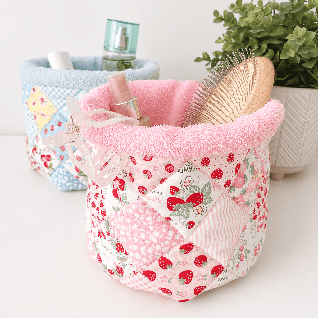 Strawberry Patchwork Quilted Vanity Bag – Handmade Makeup Organizer - All About Bags Co
